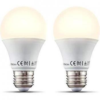 B.K.Licht I Juego de 2 LED E27 Wi-Fi Lamp I 9 vatios I 806 Lumen I 2.700K Blanco cálido I Regulable I Aplicación Control de voz I Alexa Google Home I iOS y Android I Bombilla inteligente