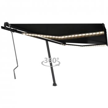 Toldo manual retráctil con LED 400x350 cm color antracita