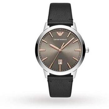EMPORIO ARMANI Ruggero para Hombre con Caja en Acero Inoxidable y Correa de Cuero Negro AR11277