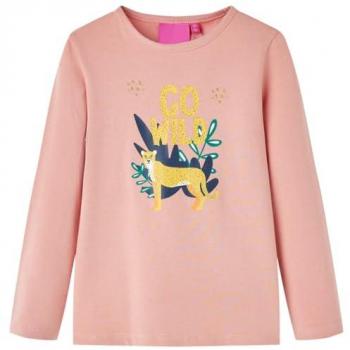 Camiseta Infantil de Manga Larga Estampado Animal Jersey Ropa Rosa Claro 140