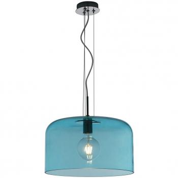 Lámpara colgante de techo de vidrio azul degradado, 1 bombilla E27, altura 150 cm