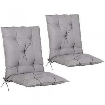 Set de 2 cojines grises para sillas con respaldo 116x57x7cm