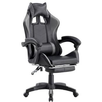 Silla Gaming Ergonomica Girevole en Ecopiel Gris y Negro