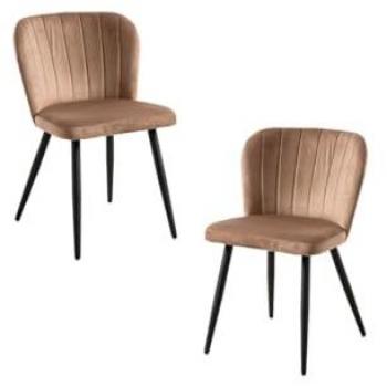 Pack 2 Sillas de Comedor Luk Terciopelo Marrón Claro