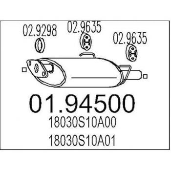 Silenciador trasero MTS 01.94500 para HONDA CR-V I (RD) - Compatible con piezas 18030S10A00, 18030S10A01, 18030S10A02