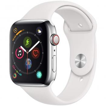 APPLE WATCH SERIES 4 GPS CELLULAR 44mm ACERO INOXIDABLE PLATA CON CORREA DEPORTIVA BLANCA