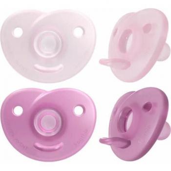Avent Soothies Pacifiers 100% Silicone 0-6 Months Girl 2 Units