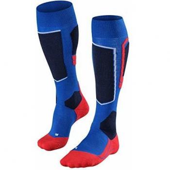 Falke SK4 Men's Knee-High Ski Socks - Sky Blue/Black/Red - Size 44-45