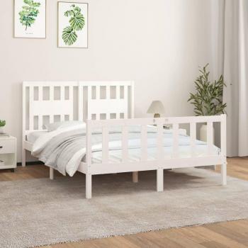 Cama Húmedo Redondo con Cabecero de Madera Maciza de Pino Blanco 120x200 cm