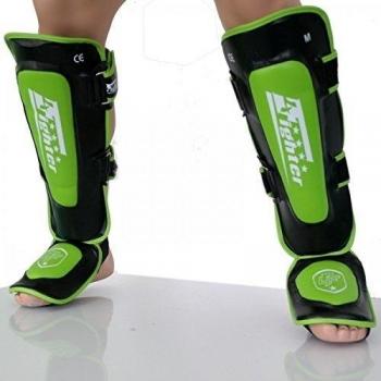 4Fighter PRO THAI espinillera profesional en el diseño negro y verde fresco, Talla:XS