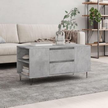 Mesa de centro de madera de ingeniería 102x44,5x50 cm en color blanco y negro brillante, adecuada para salón o comedor, también conocida como mesita auxiliar o mesa de café; disponible en versión gris hormigón