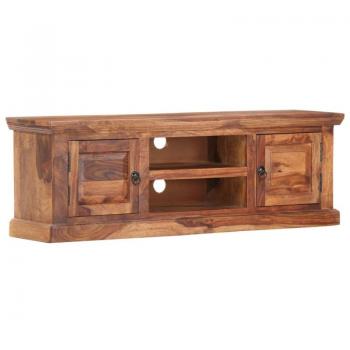 Mueble de TV de madera maciza de acacia con puertas, Mueble de salón, Mueble para televisor, Mesa de TV, dimensiones 120x30x40 cm