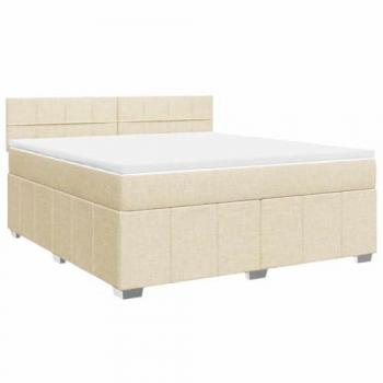 Cama Box Spring con colchón de tela color crema 180x200 cm