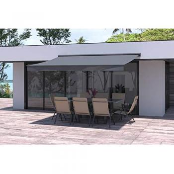 Toldo motorizado gris 4x3m Lozio - Aluminio y poliéster repelente al agua, protección solar con mando a distancia