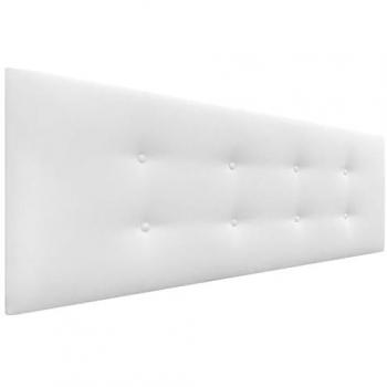 Cabecero Tapizado de Polipiel o Tela Aqualine Pro con 2 Hileras de Botones - Blanco, 145x50cm (Camas 120/135/140)