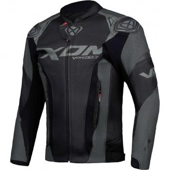 Ixon Vortex 3 Chaqueta de Moto de Cuero Negra y Gris (3XL)