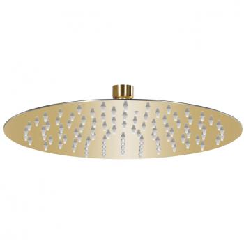 Cabezal de ducha redondo efecto lluvia acero inox dorado 25 cm