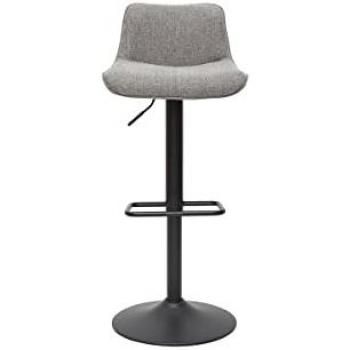 Miliboo Set de 2 taburetes de cocina regulables y giratorios 360º de tejido efecto aterciopelado gris y metal negro BOOST
