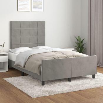 Cabecero de terciopelo gris claro 120x190 cm con estructura cama