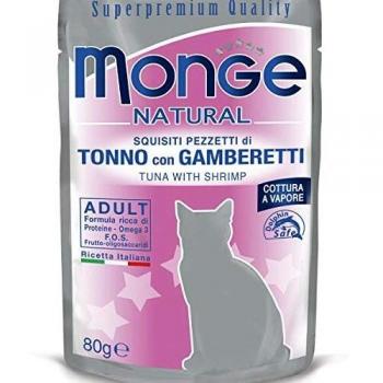 Monge Natural Superpremium Comida Húmeda para Gatos Adultos con Atún y Gambas - 80 g