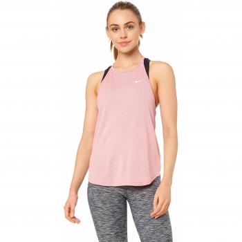 Nike W NK Dry Tank ELASTIKA Stripe, Mujer, Ember Glow/htr/White, L