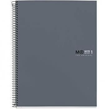 Miquelrius 46580 - Cuaderno Libreta, Tapa Dura Cartón, A4, 80 Hojas de Cuadros de 90 gramos, 4 Taladros, color Grafito