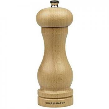 Cole & Mason HA0624P Beech Capstan Molinillo de Pimienta, Madera Clara, Precision+/Molienda Ajustable, Madera de Haya Natural, 165mm, Incluye 1 x Molino, Garanzia del Meccanismo a Vita