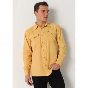 Camisa micro pana de manga larga amarilla para hombre Lois