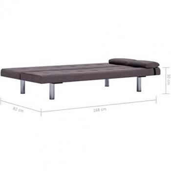 SengentoStyle Slaapbank met twee kussens polyester taupe