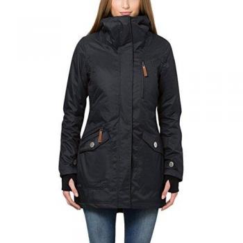 Berydale parka funcional de mujer, impermeable y cortavientos, transpirable, versión con forro interior para invierno, Negro, M