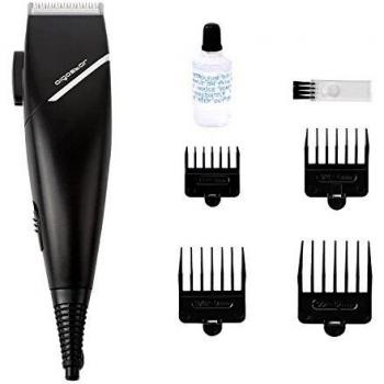Aigostar MR. Black 32JVO - Maquinilla para cortar el pelo, 15 W potencia, 3 ajustes, incluye un kit completo de mantenimiento y 4 peines-guía, cable extra largo 1,65 m. Color negro. Diseño exclusivo.