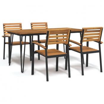 Acacia and Metal 5-Piece Outdoor Dining Set