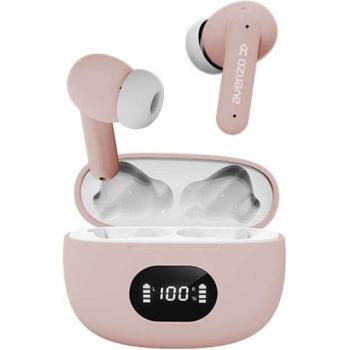 Avenzo AV-TW5010P Auriculares Inalámbricos TWS con Micrófono y Power Bank, Control Táctil, Color Rosa