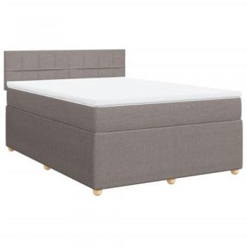 Estructura de cama box spring con colchón de muelles en tela gris taupe 140x190 cm