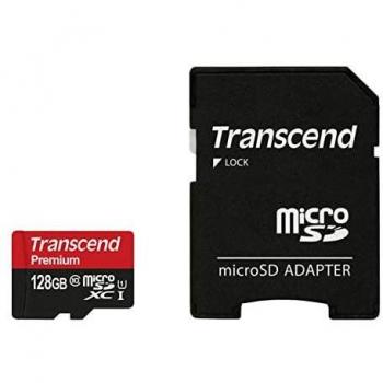 Transcend 128GB microSDXC Class 10 UHS-I Memory Card with Adapter (TS128GUSDU1)
