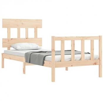 Estructura de cama con cabecero madera maciza de pino 90x200 cm