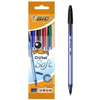 Boligrafo bic cristal soft blister 4 uds surtido 918530.