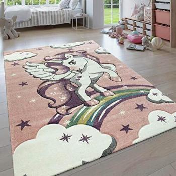 Alfombra Infantil, Alfombra Pastel Moderna Habitación Infantil, Motivo De Animales 3D Adorable, tamaño:120x170 cm, Color:Rosa 5