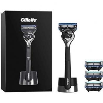 Gillette Fusion5 ProGlide Máquina de Afeitar Hombre + 4 Cuchillas de Recambio + Base Magnética, Regalos Originales para Hombre