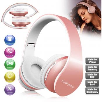 Auriculares de Diadema Bluetooth,Cascos Bluetooth Plegable con Micrófono Manos Libres y Radio FM Incorporada Hi-Fi Sonido Estéreo Headphones para Chico Hombre Compatibles con Tableta TV Computadora