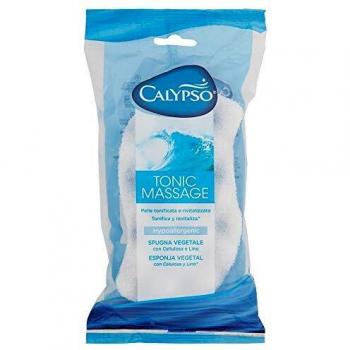 Calypso Tonic Massage - Esponja de baño, fibras alveolares masaje antes, tonificadoras y revitalizantes, color azul