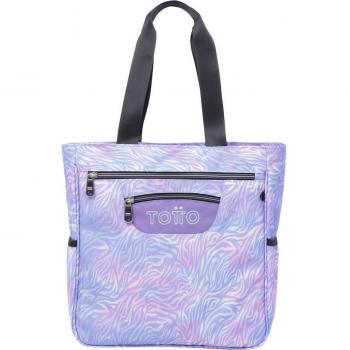 Totto Cutara Bolso Escolar Estampado Cebra Morado con Compartimento en el Forro
