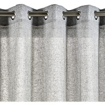 Cortina Translúcida Efecto Lino XXL 280x300 cm con Ojales Metálicos en Gris para Salón y Dormitorio