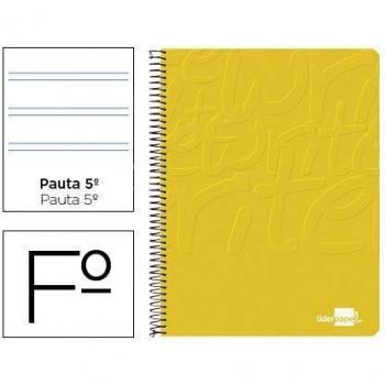Cuaderno espiral liderpapel folio write tapa blanda 80h 60gr pauta 2,5 mm con margen color amarillo