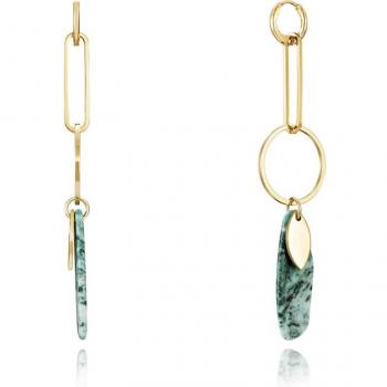 Pendientes Viceroy Fashion Dorados con Turquesa y Charm Hoja