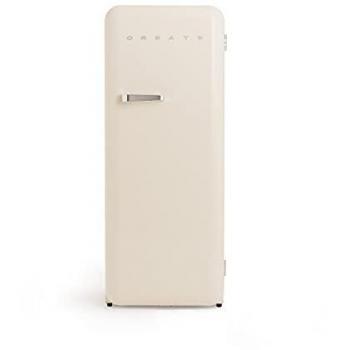 Frigorífico Retro 281L Beige y Plata, Bajo Consumo, Diseño Vintage, 150cm, 3 Estantes, Regulador de Temperatura, Botellero