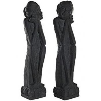 Figura Decorativa DKD Home Decor Magnesio 21 x 20 x 97,5 cm (2 Unidades), Multicolor, Negro, Estándar