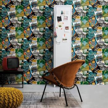 Papel de pared Good Vibes Club Posters verde y naranja