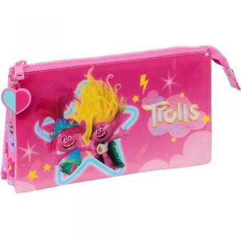 Estuche Escolar Trolls Triple Compartimento