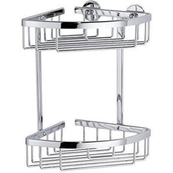 Cesta de esquina doble para bano tesa aluxx de aluminio cromado brillante autoadhesiva tecnologia de montaje adhesiva 260 x 163 x 170 mm
